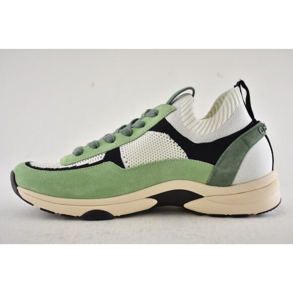 Chanel 22C Mens Green White Black Suede Knit CC Logo Low Trainer Sneaker 44 11 - Picture 9 of 13